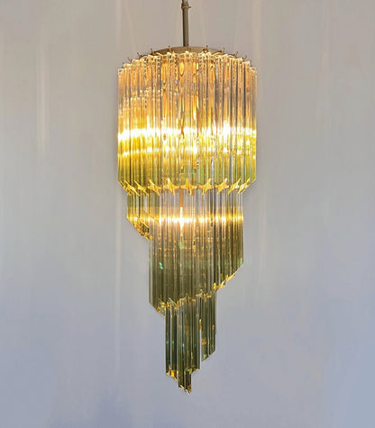 Murano Lysekrone | 54 Klare Grønne Prismeglass