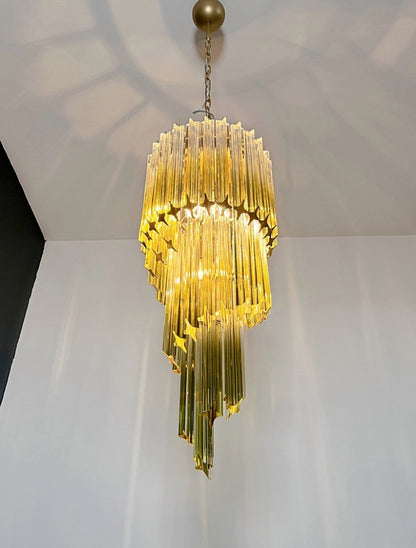 Murano Lysekrone | 54 Klare Grønne Prismeglass