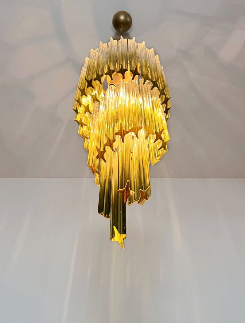 Murano Lysekrone – 54 Klare Grønne Prismeglass – detalj 1 – Murano Classics