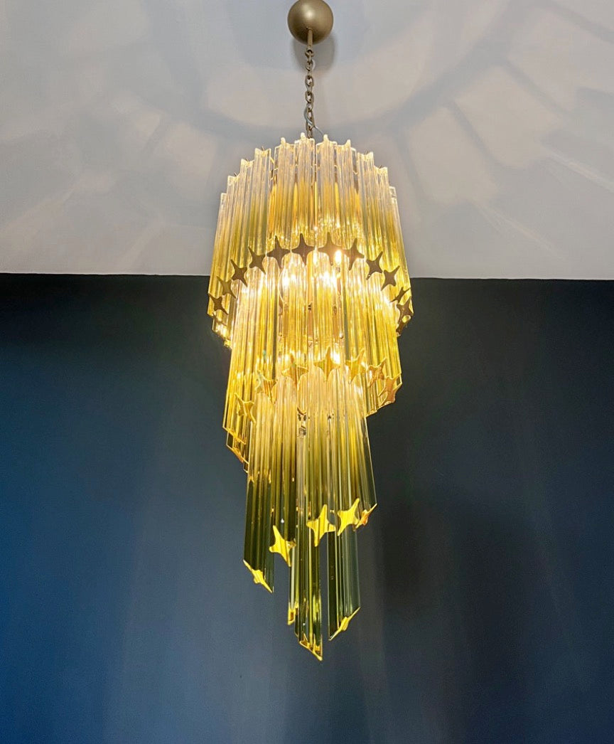 Murano Lysekrone | 54 Klare Grønne Prismeglass