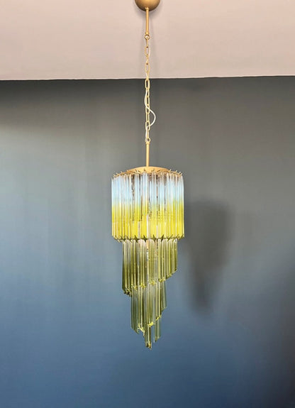 Murano Lysekrone | 54 Klare Grønne Prismeglass