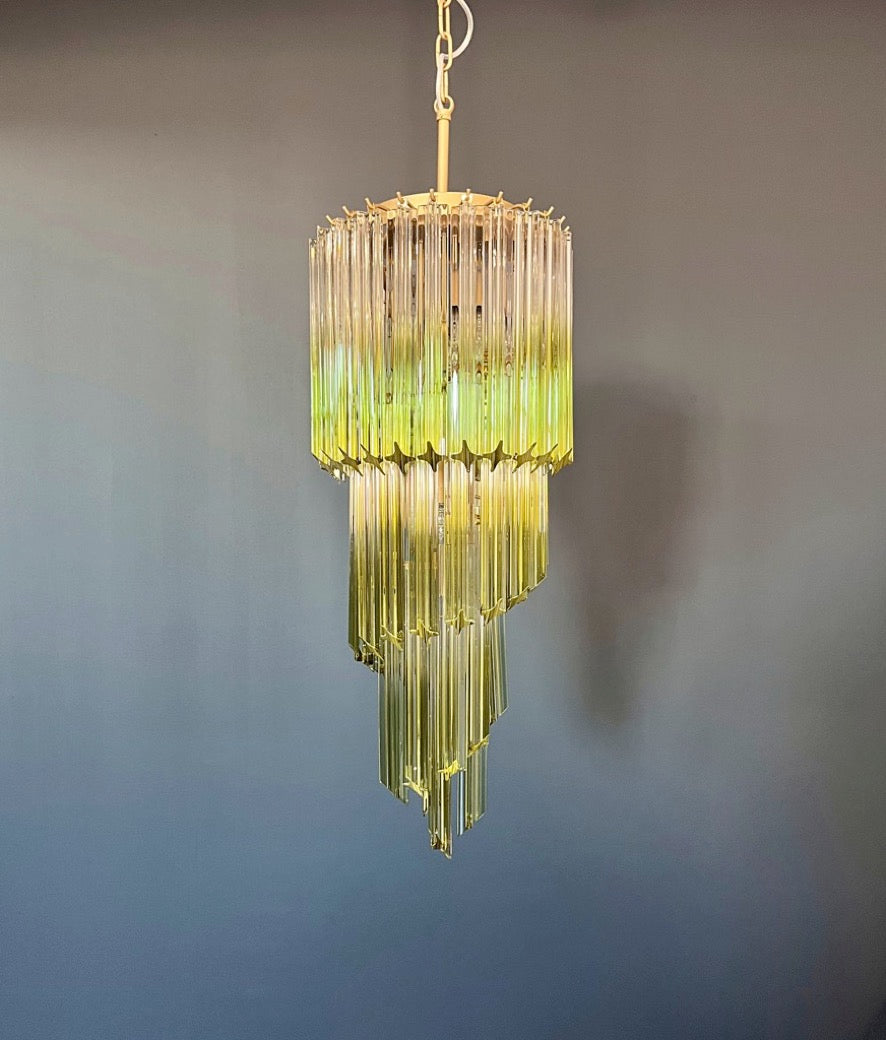 Murano Lysekrone – 54 Klare Grønne Prismeglass – detalj 11 – Murano Classics