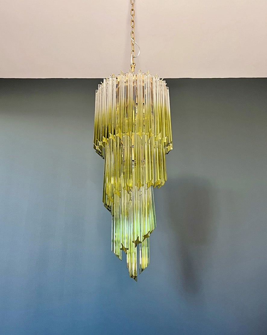Murano Lysekrone – 54 Klare Grønne Prismeglass – detalj 10 – Murano Classics
