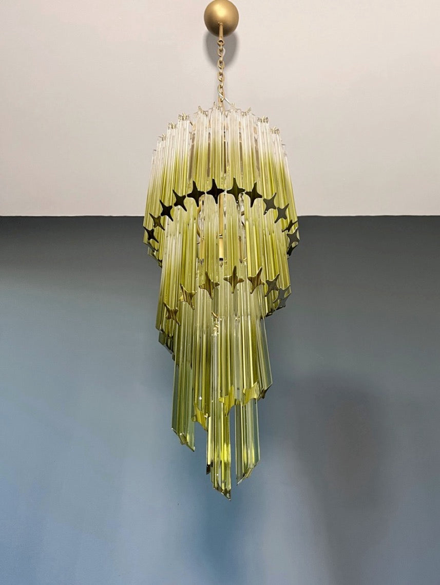 Murano Lysekrone | 54 Klare Grønne Prismeglass