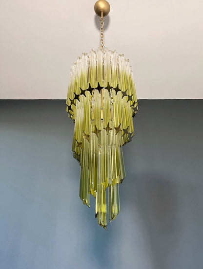 Murano Lysekrone | 54 Klare Grønne Prismeglass