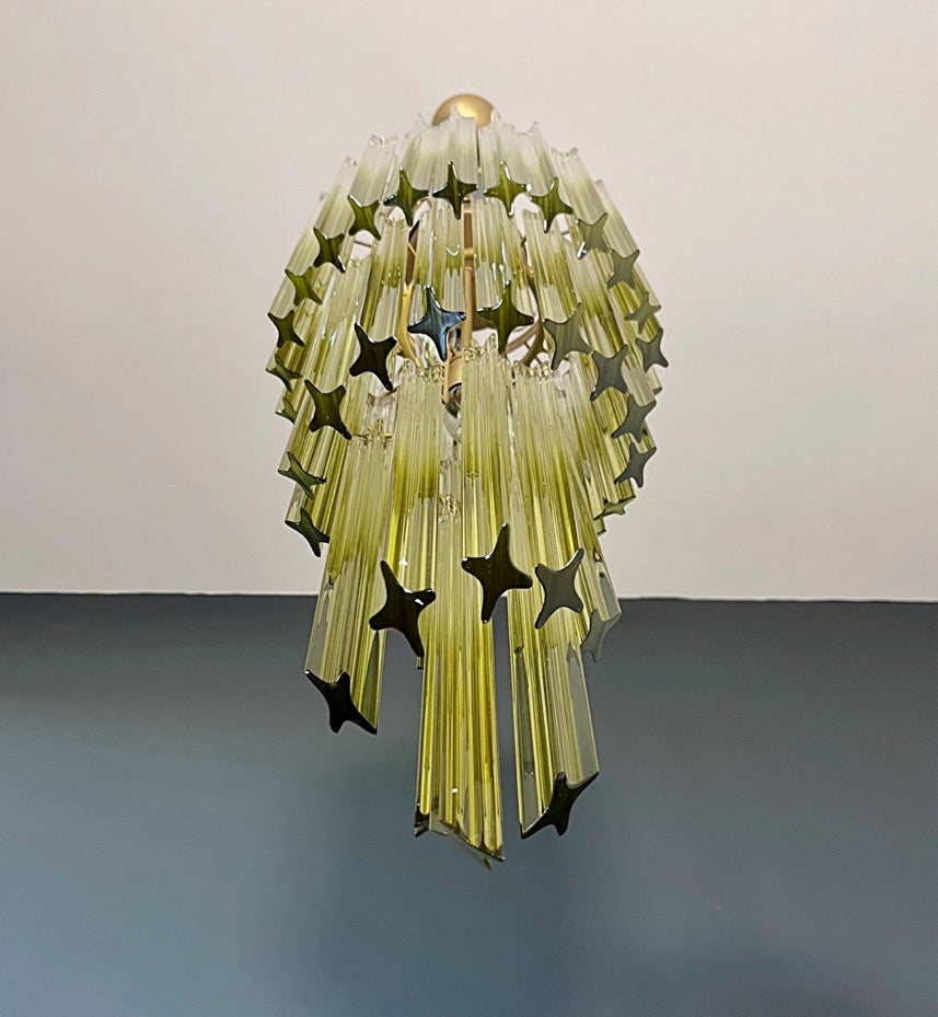 Murano Lysekrone | 54 Klare Grønne Prismeglass