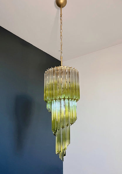 Murano Lysekrone | 54 Klare Grønne Prismeglass