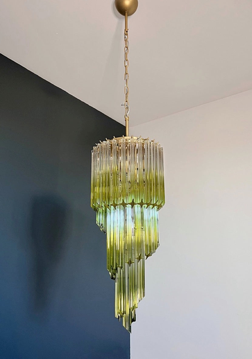 Murano Lysekrone – 54 Klare Grønne Prismeglass – Murano Classics