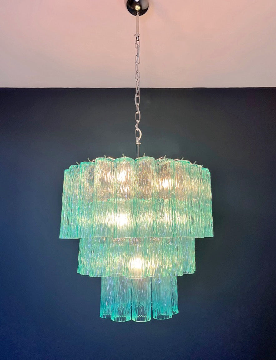 Murano Lysekrone – 52 Turkise Glassrør – detalj 5 – Murano Classics