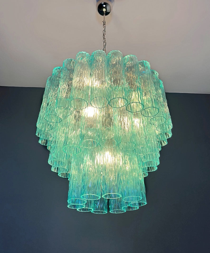 Murano Lysekrone – 52 Turkise Glassrør – detalj 4 – Murano Classics