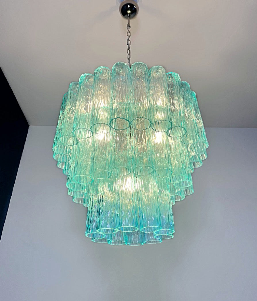Murano Lysekrone – 52 Turkise Glassrør – detalj 2 – Murano Classics