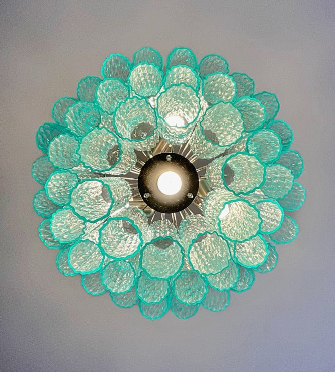 Murano Lysekrone | 52 Turkise Rørglass