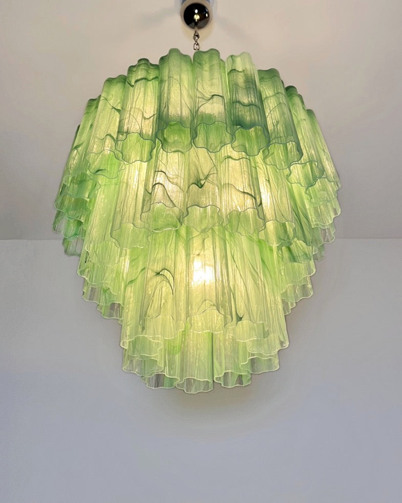 Murano Lysekrone | 52 Grønne Alabaster Rørglass
