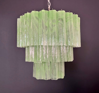 Murano Lysekrone | 52 Grønne Alabaster Rørglass