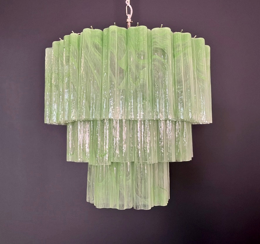 Murano Lysekrone – 52 Grønne Alabaster Glassrør – detalj 10 – Murano Classics