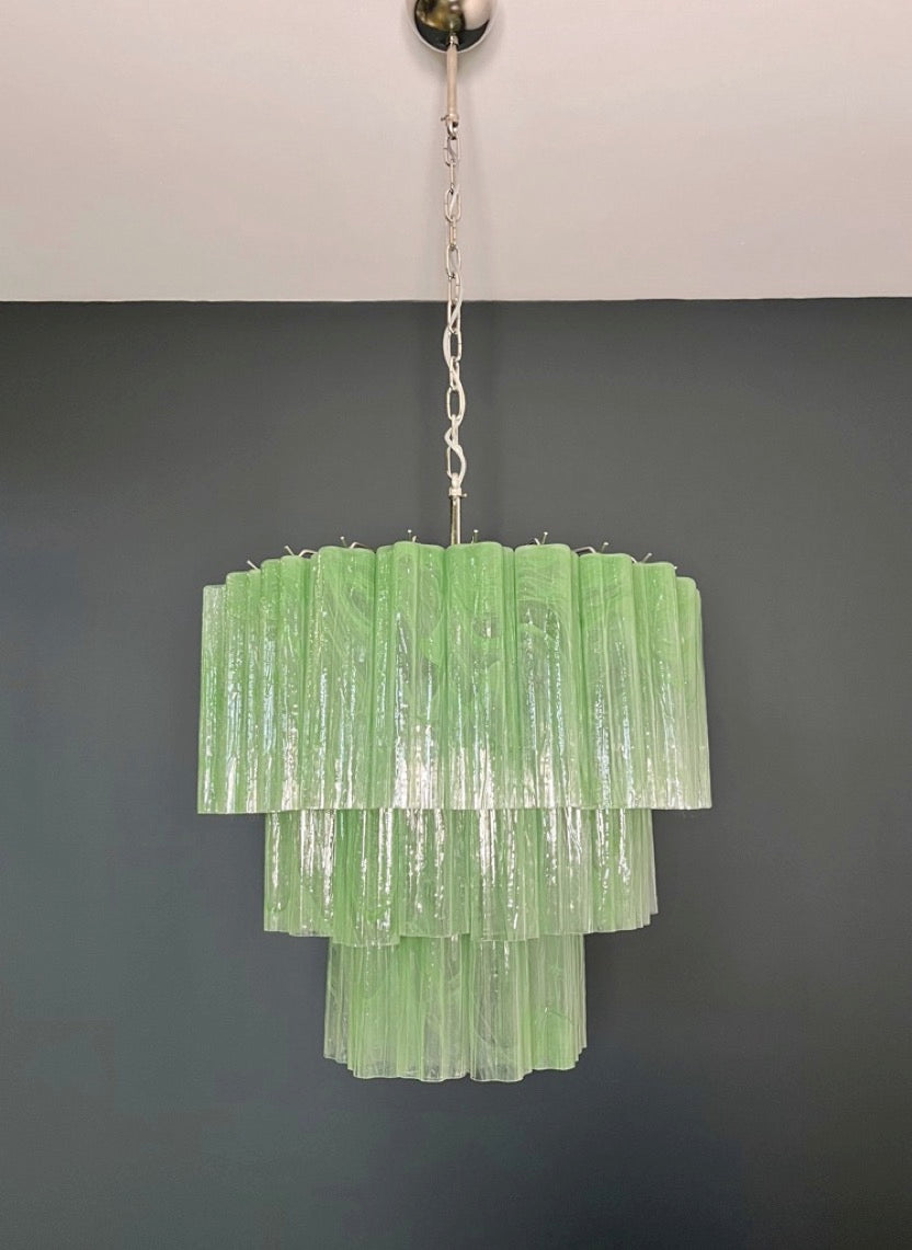 Murano Lysekrone – 52 Grønne Alabaster Glassrør – Murano Classics