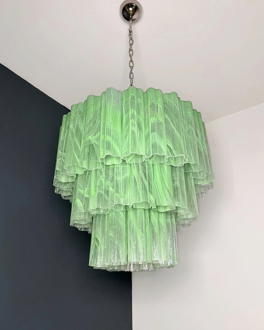 Murano Lysekrone | 52 Grønne Alabaster Rørglass