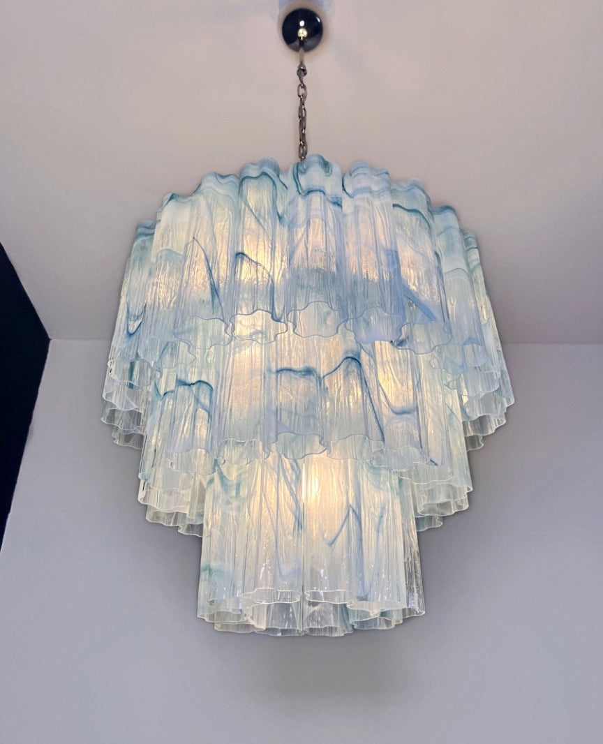 Murano Lysekrone – 52 Blå Alabaster Glassrør – detalj 2 – Murano Classics