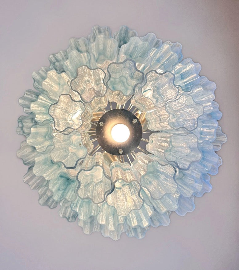 Murano Lysekrone – 52 Blå Alabaster Glassrør – detalj 1 – Murano Classics