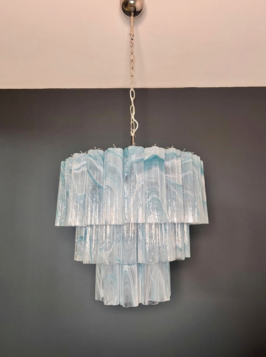Murano Lysekrone – 52 Blå Alabaster Glassrør – detalj 9 – Murano Classics