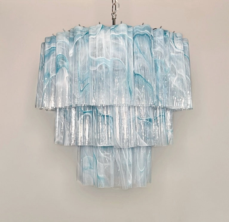 Murano Lysekrone – 52 Blå Alabaster Glassrør – detalj 7 – Murano Classics