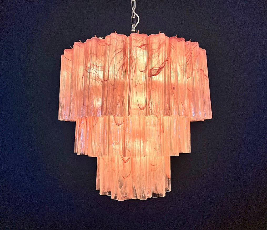 Murano Lysekrone – 52 Rosa Alabaster Glassrør – detalj 6 – Murano Classics