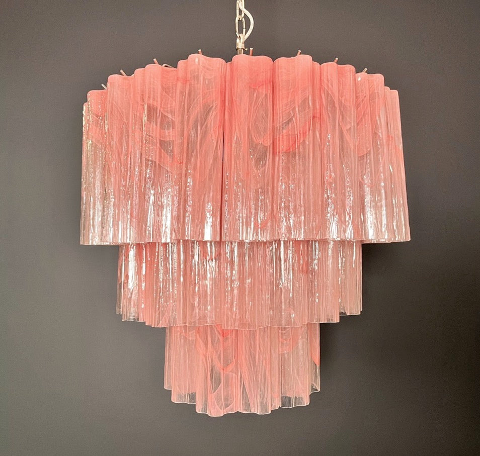 Murano Lysekrone – 52 Rosa Alabaster Glassrør – detalj 8 – Murano Classics