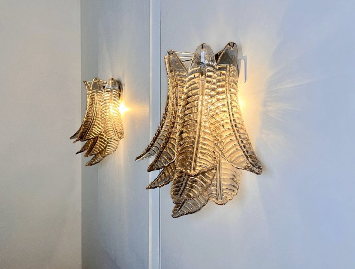 Murano Vegglampe | 10 Røykfargede Felciglass | 1 par