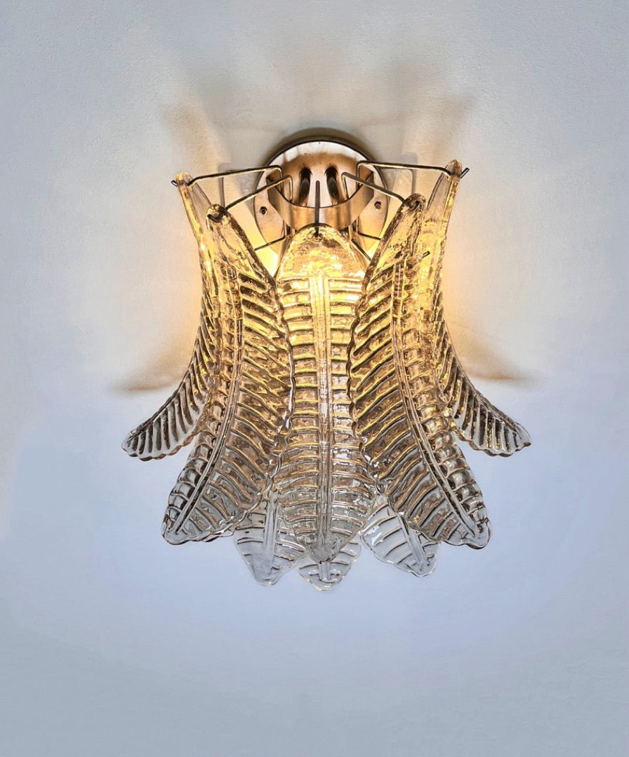 Murano Vegglampe | 10 Røykfargede Felciglass | 1 par