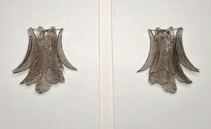 Murano Vegglampe | 10 Røykfargede Felciglass | 1 par