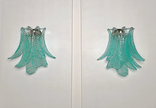 Murano Vegglampe | 10 Turkise Felciglass | 1 par