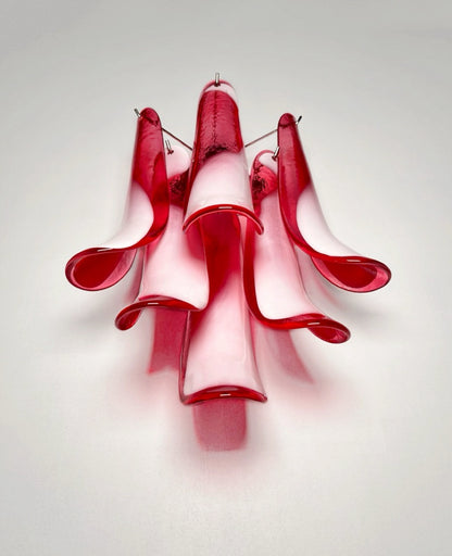 Murano Vegglampe | Røde Lattimo Konglebladglass | 1 par