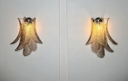 Murano Vegglampe | 6 Røykfargede Felciglass | 1 par