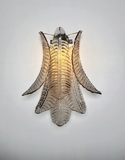 Murano Vegglampe | 6 Røykfargede Felciglass | 1 par