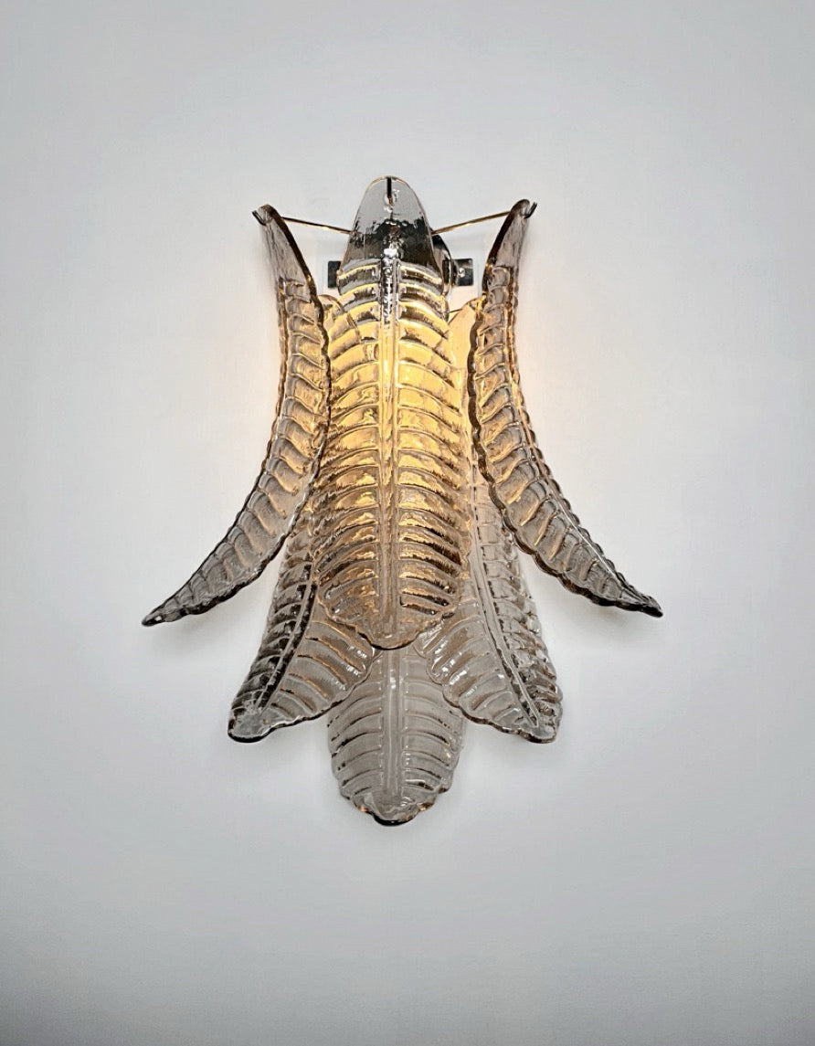 Murano Vegglampe – 6 Røykfargede Felciglass – 2 stk – detalj 5 – Murano Classics