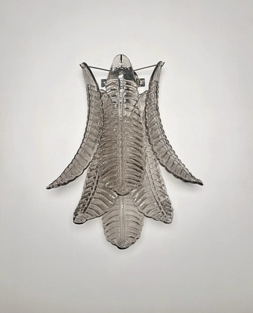 Murano Vegglampe | 6 Røykfargede Felciglass | 1 par