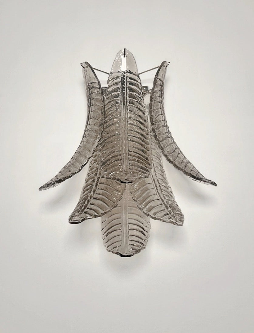 Murano Vegglampe | 6 Røykfargede Felciglass | 1 par