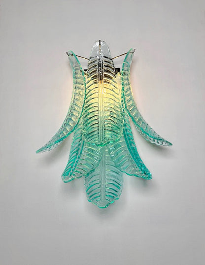 Murano Vegglampe | 6 Turkise Felciglass | 1 par
