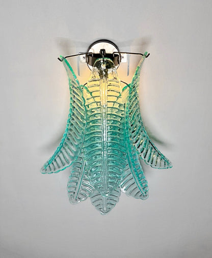 Murano Vegglampe | 6 Turkise Felciglass | 1 par