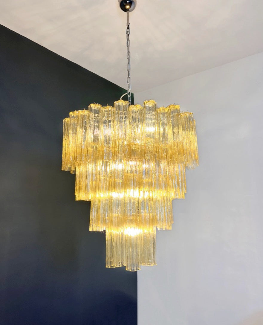 Murano Lysekrone – 80 Gule Glassrør – Murano Classics