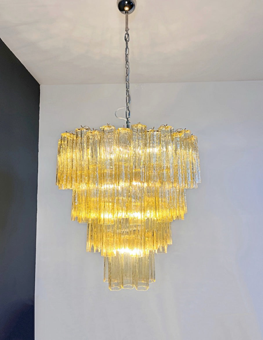 Murano Lysekrone – 80 Gule Glassrør – detalj 3 – Murano Classics