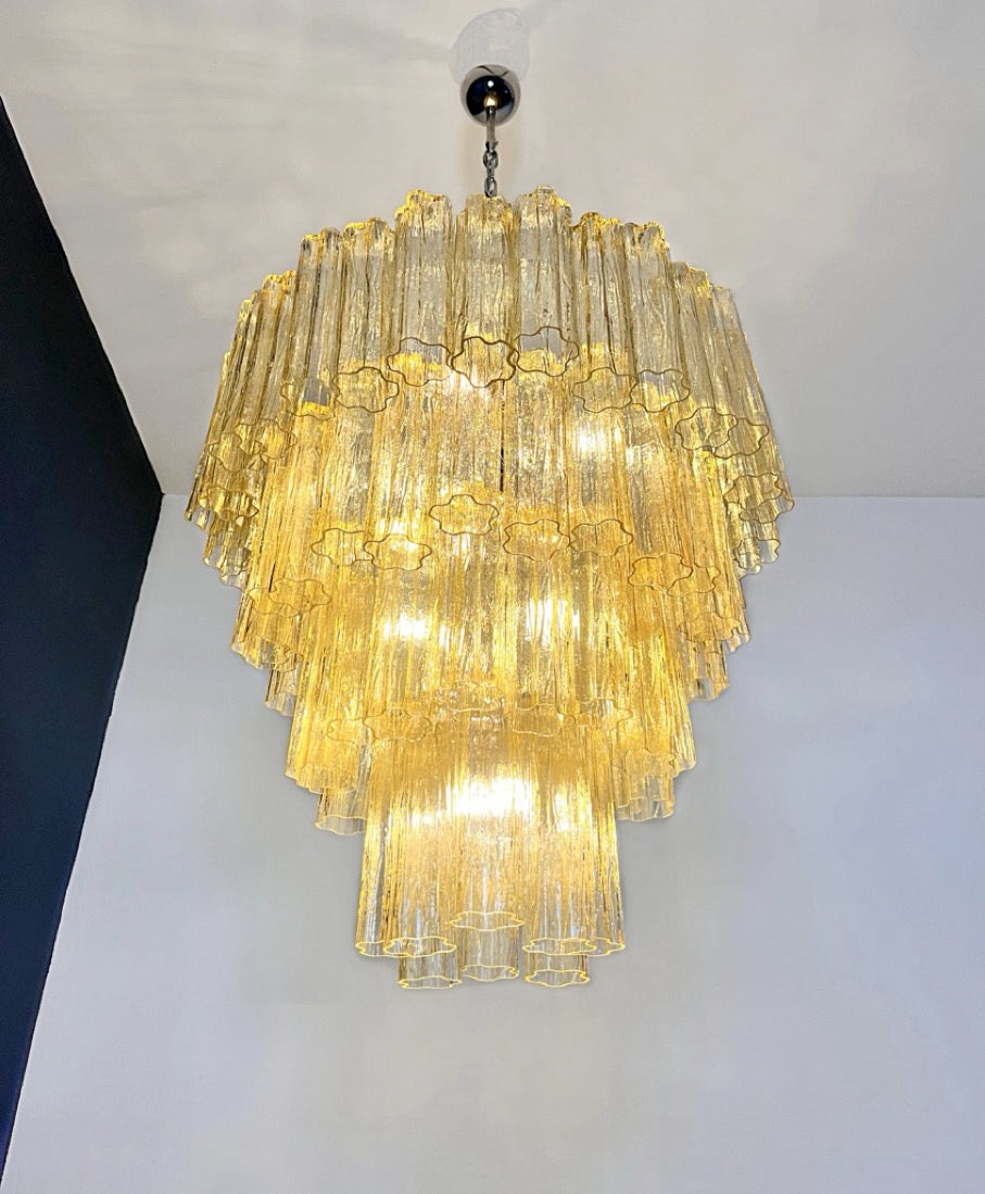 Murano Lysekrone – 80 Gule Glassrør – detalj 2 – Murano Classics
