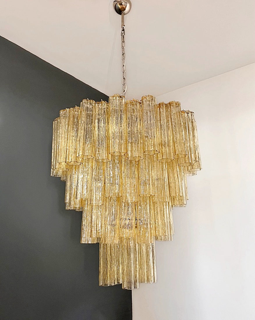 Murano Lysekrone – 80 Gule Glassrør – detalj 8 – Murano Classics