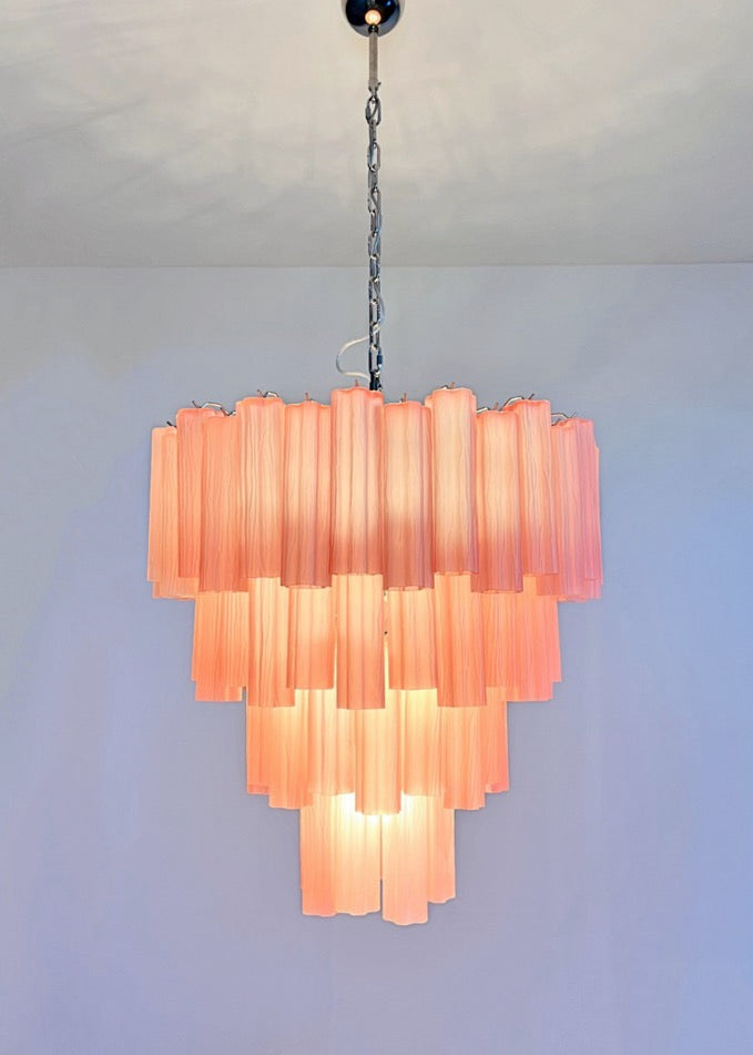 Murano Lysekrone – 80 Matt Rosa Glassrør – detalj 5 – Murano Classics