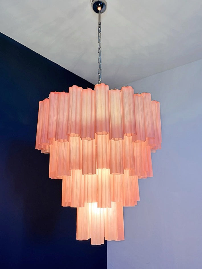 Murano Lysekrone – 80 Matt Rosa Glassrør – detalj 3 – Murano Classics