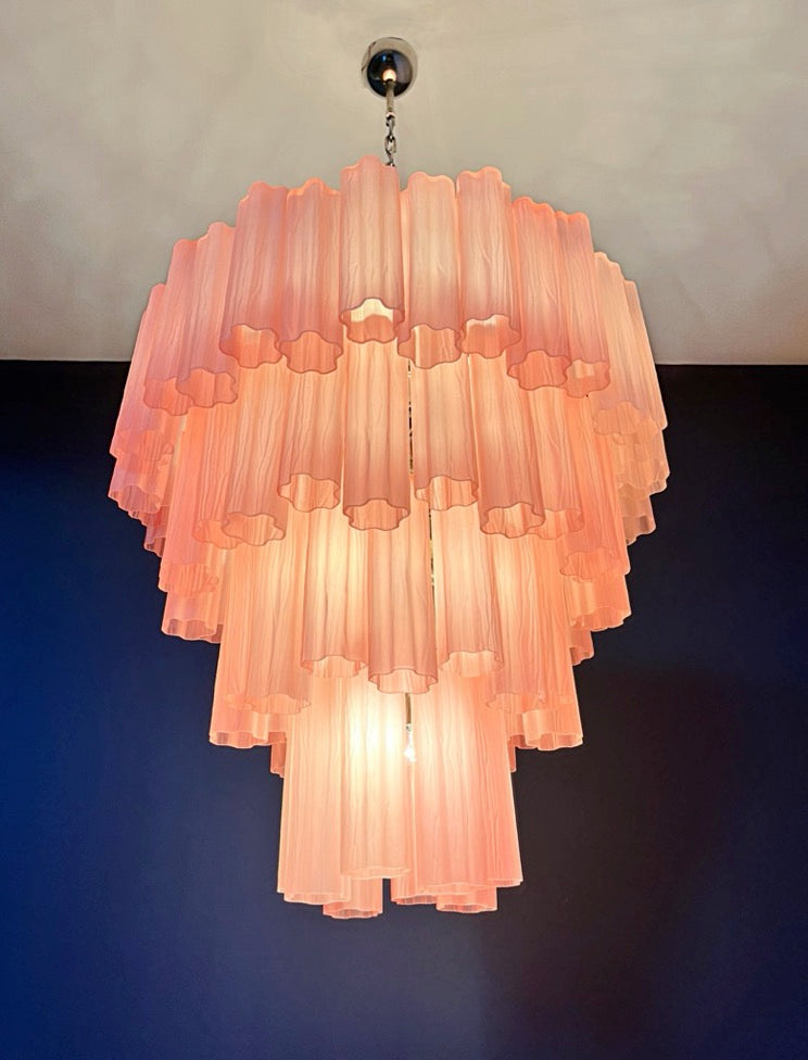 Murano Lysekrone – 80 Matt Rosa Glassrør – detalj 2 – Murano Classics