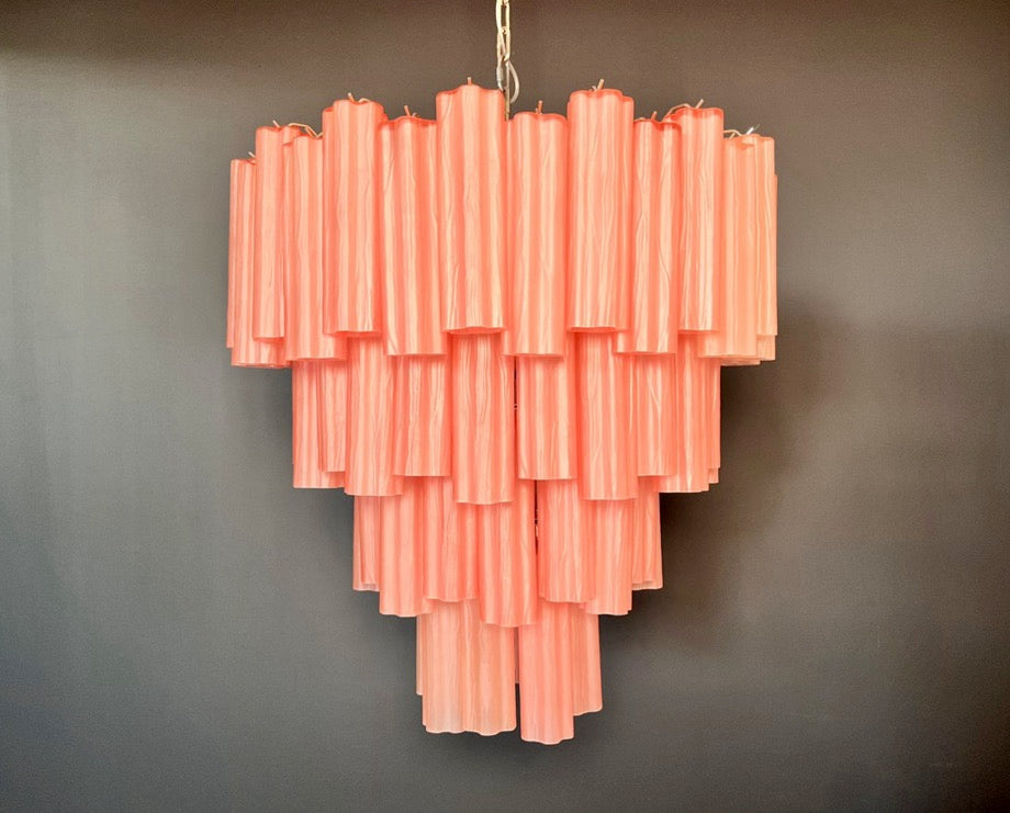 Murano Lysekrone – 80 Matt Rosa Glassrør – detalj 11 – Murano Classics