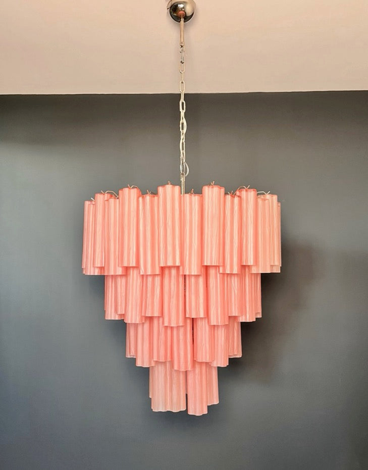 Murano Lysekrone – 80 Matt Rosa Glassrør – detalj 10 – Murano Classics