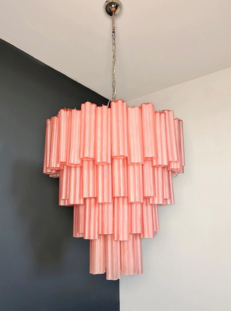Murano Lysekrone – 80 Matt Rosa Glassrør – detalj 8 – Murano Classics