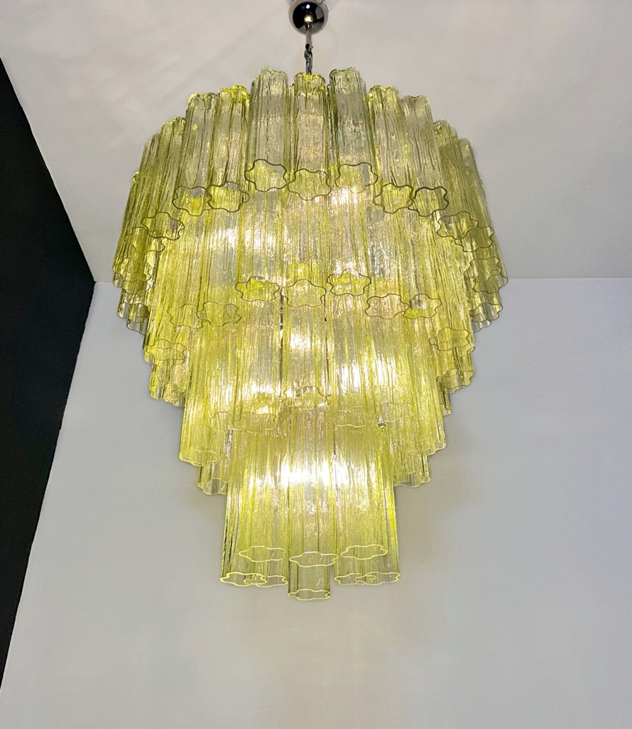 Murano Lysekrone – 80 Grønne Glassrør – detalj 3 – Murano Classics